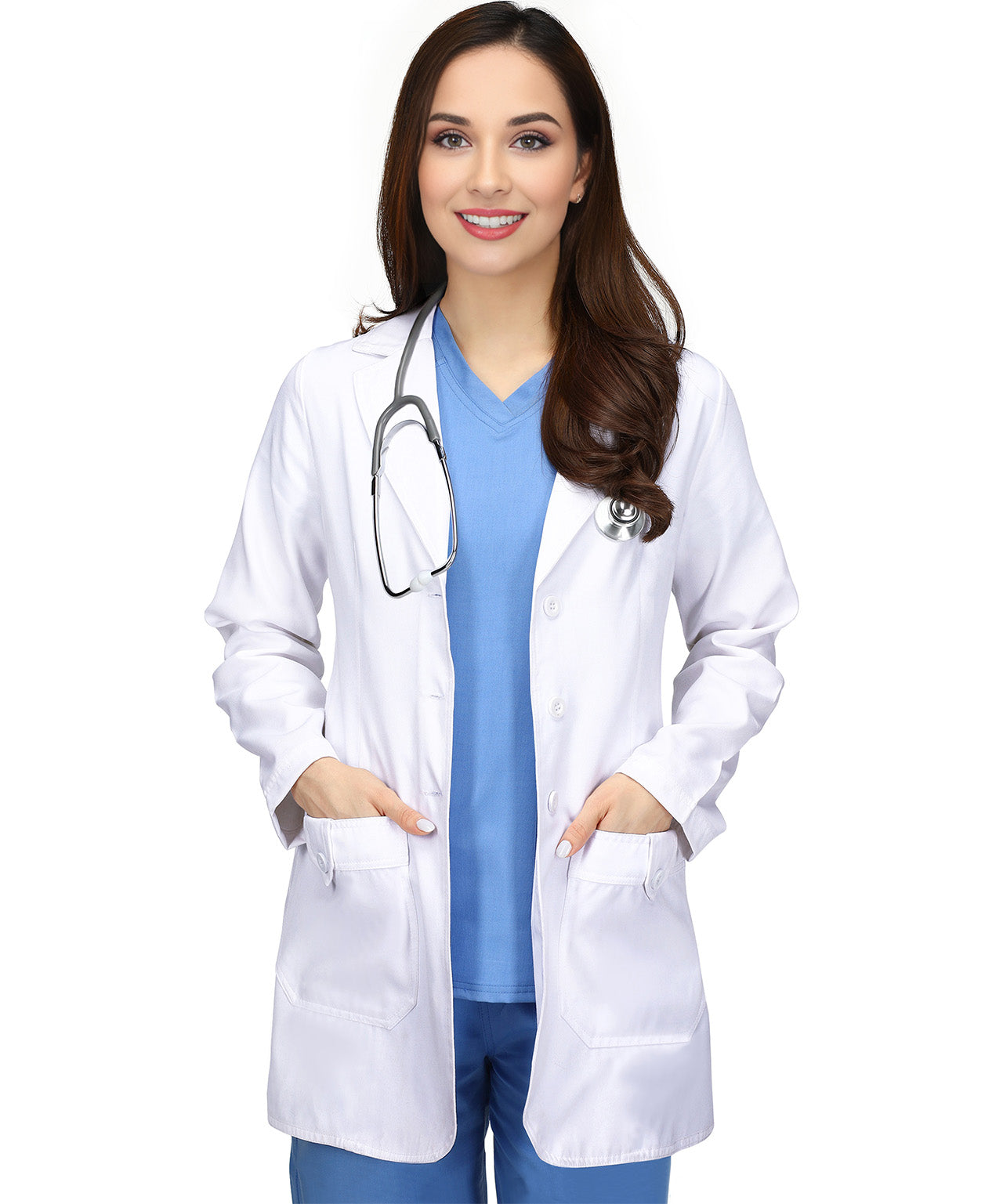 Women`s Professional Long Sleeve Lab Coat with Pockets