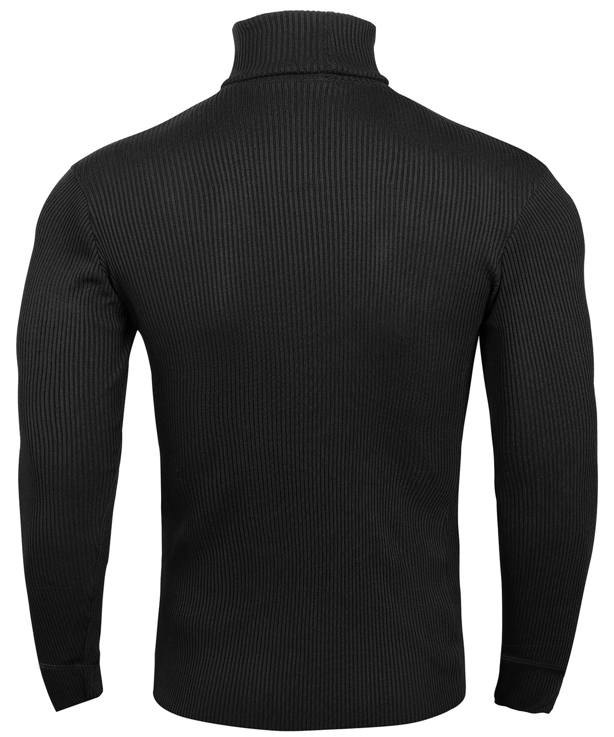 Soft Stretch Cotton Blend Ribbed Turtleneck Men Slim Fit Pullover Shirt