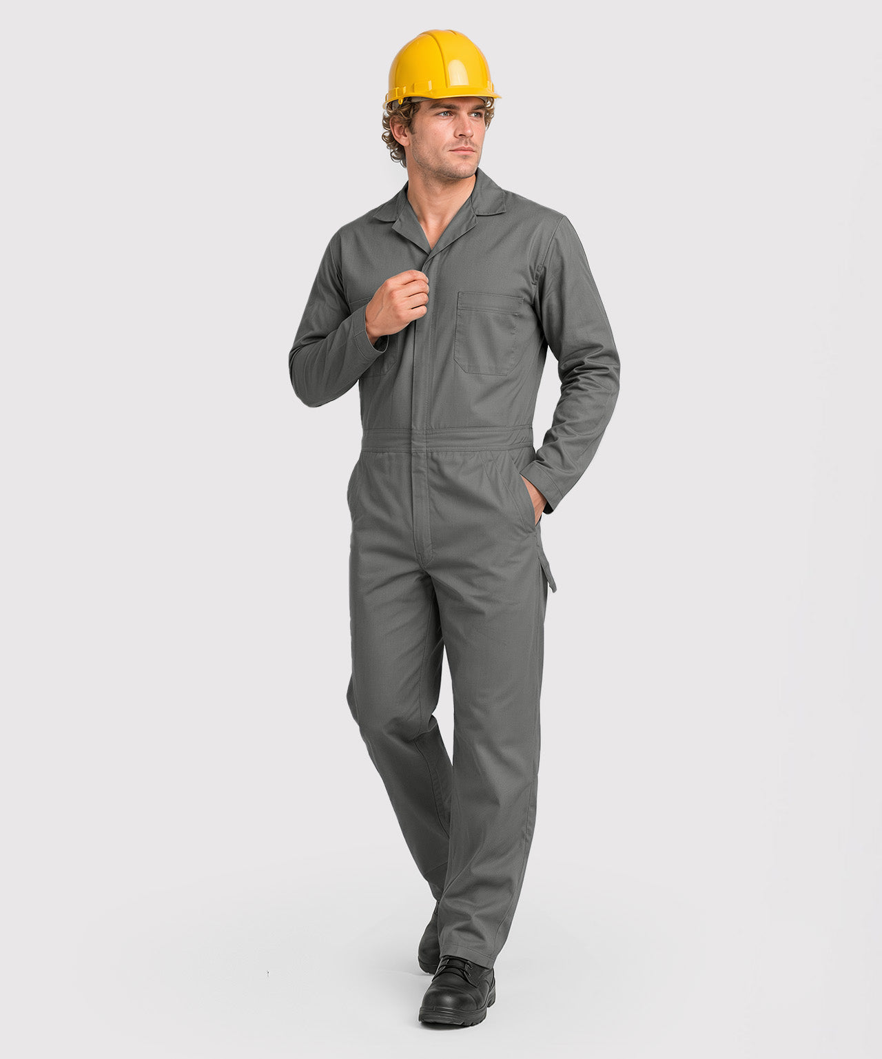 Durable Cotton Blend Coveralls for Men Relaxed Fit Work Mechanic Jumpsuit