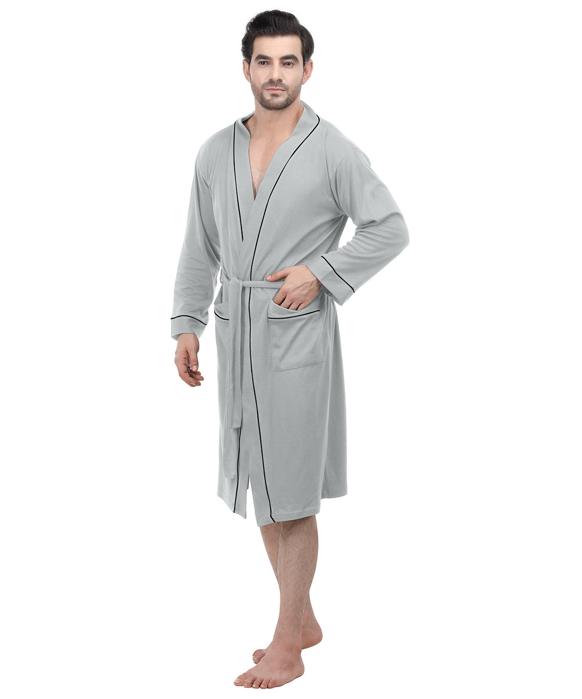 Ny Threads Robe NY Threads Men's Robe Cotton Blend Knit Bathrobe, S, Black