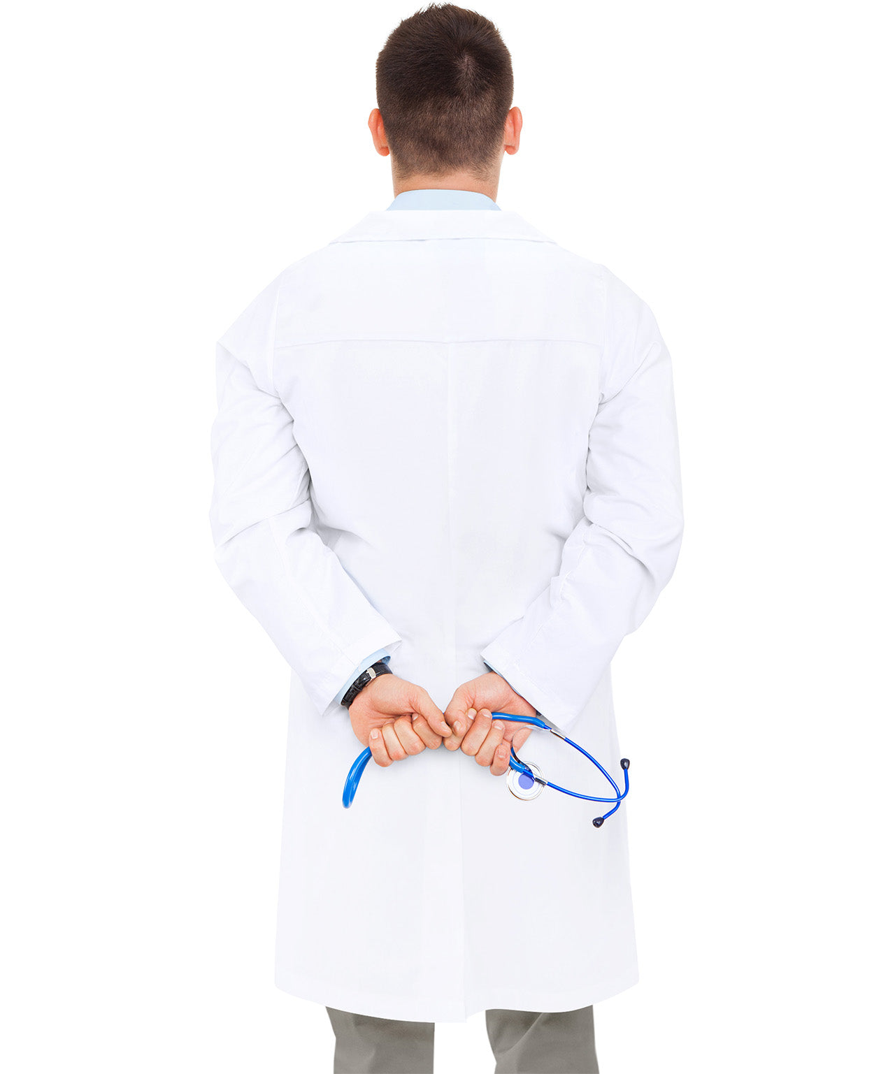 White Lab Coat for Men with Side-Slit Access and 3 Pockets