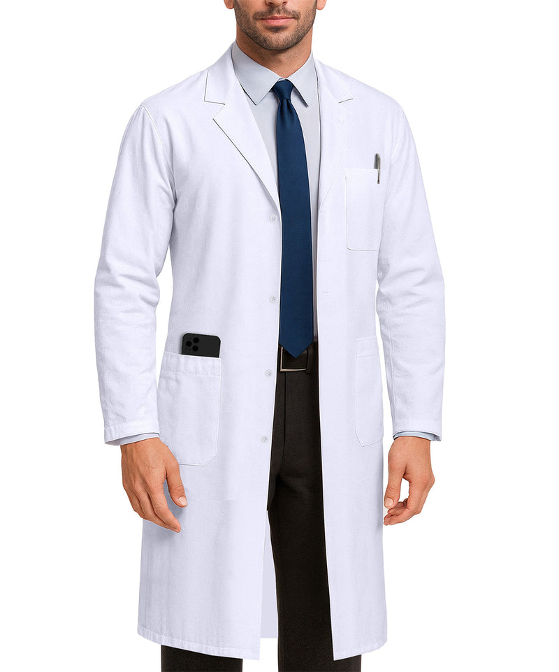 White Lab Coat for Men with Side-Slit Access and 3 Pockets