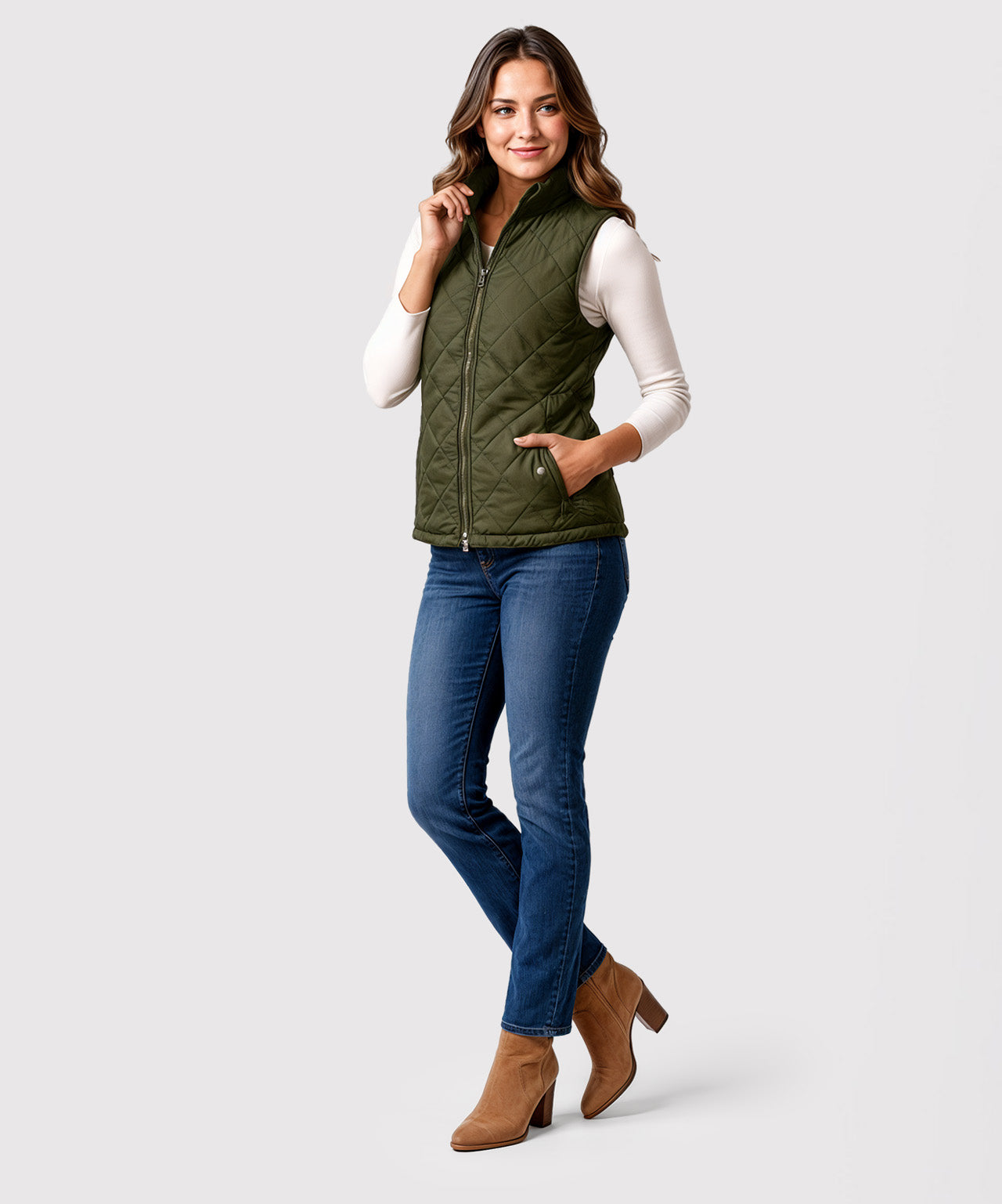 Women's Quilted Puffer Vest Slim Fit with Pockets
