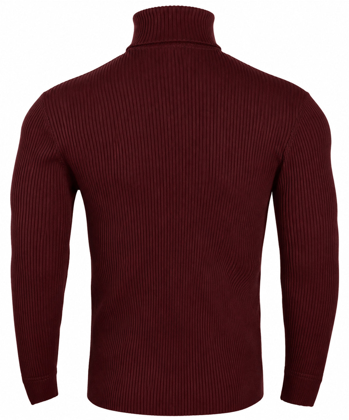 Soft Stretch Cotton Blend Ribbed Turtleneck Men Slim Fit Pullover Shirt